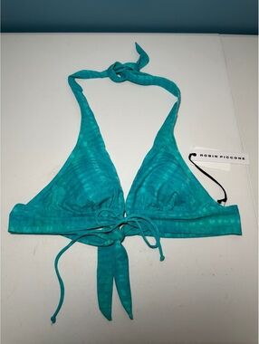 Robin Piccone Sahara Aqua Teal Halter Bikini Top XS